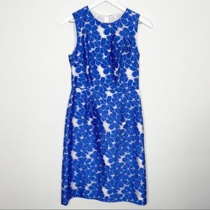 Hobbs London Blue White Floral Embroidered Dress Applique Flower - Sleeveless 6